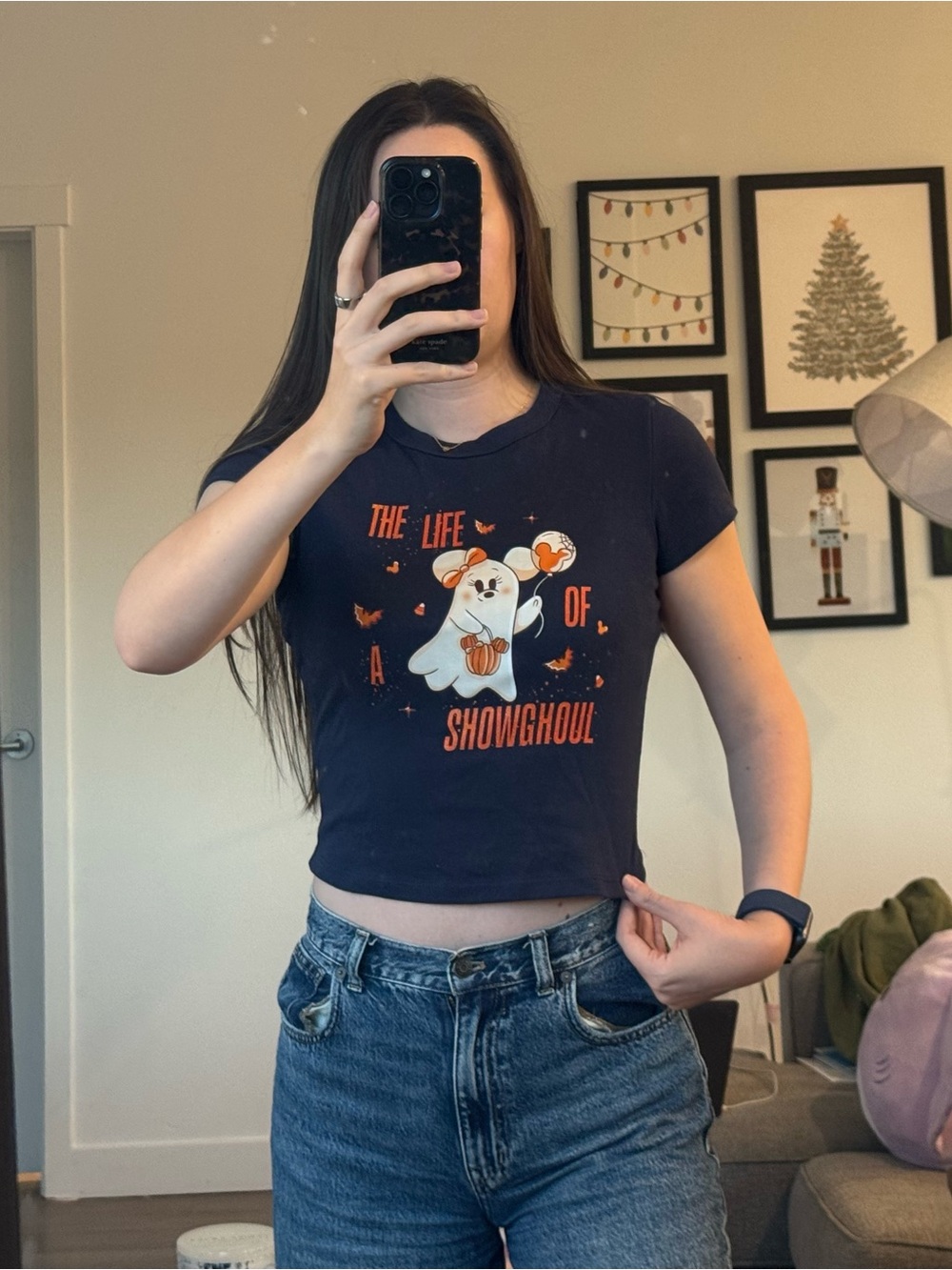 Taylor Swift TLOASG DISNEY Minnie Ghost Bella | Canvas Navy Graphic Crop Tee